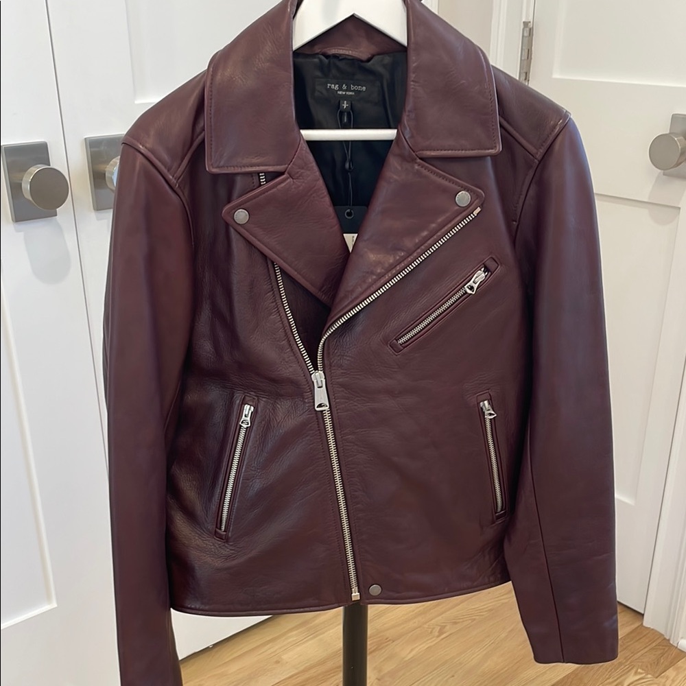 NWT Rag and Bone Burgundy Leather Jacket